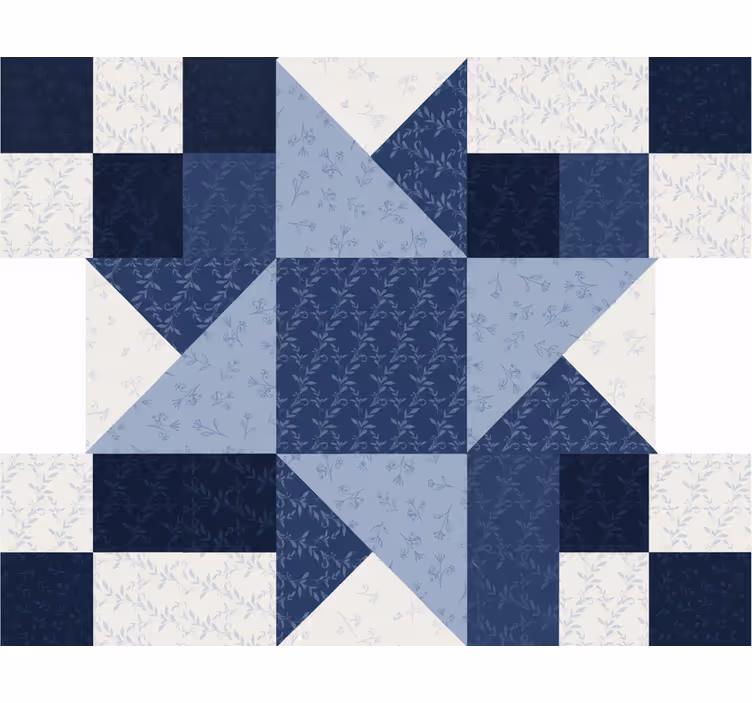 Rollo fenster wohnzimmer im patchwork design blaue sterne - TenStickers