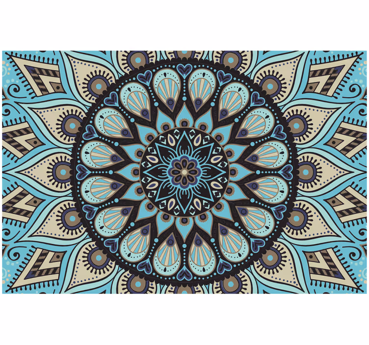 Rollo fenster schlafzimmer ethnisches schwarz-blaues mandala - TenStickers