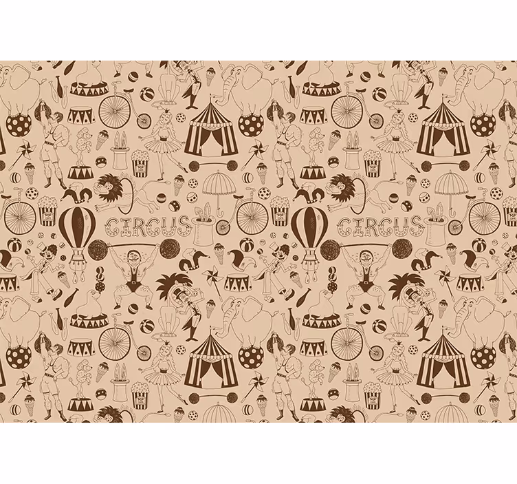 Rollo fenster beige mit retro braunem zirkusmuster - TenStickers