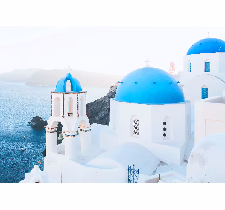 Rollo fenster schlafzimmer santorini in weiß und blau - TenStickers