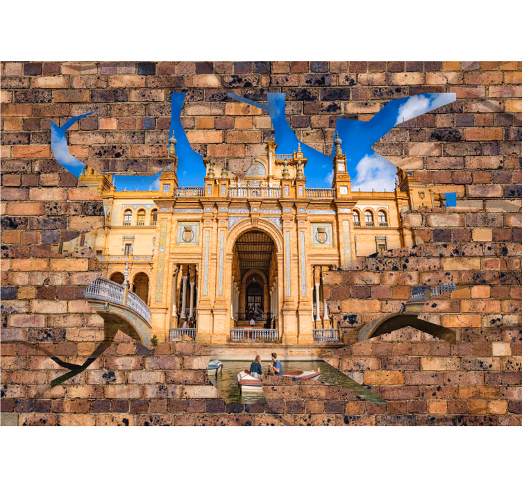 Rollo fenster schlafzimmer mit 3d ziegelsteinblick sevilla - TenStickers