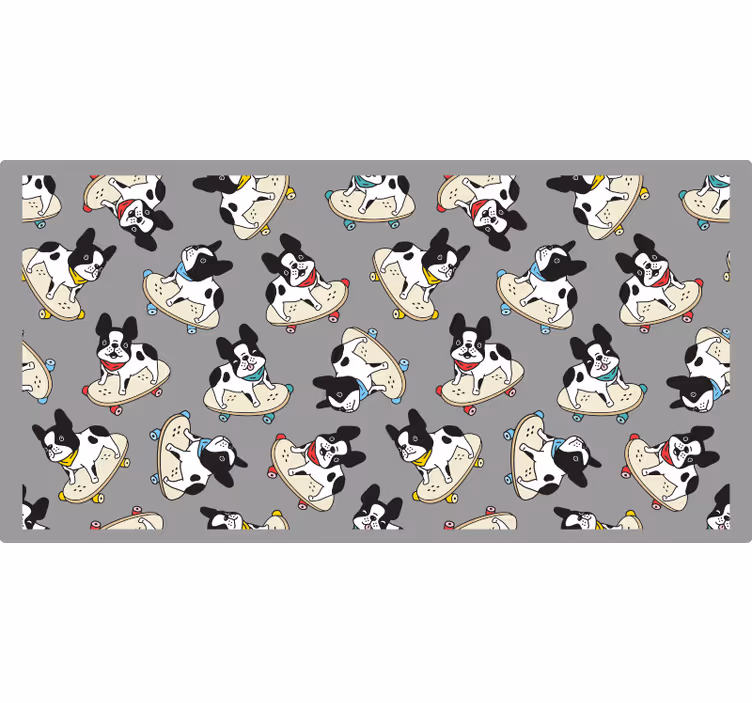 Rollo fenster grau mit skateboardfahrender bulldogge - TenStickers