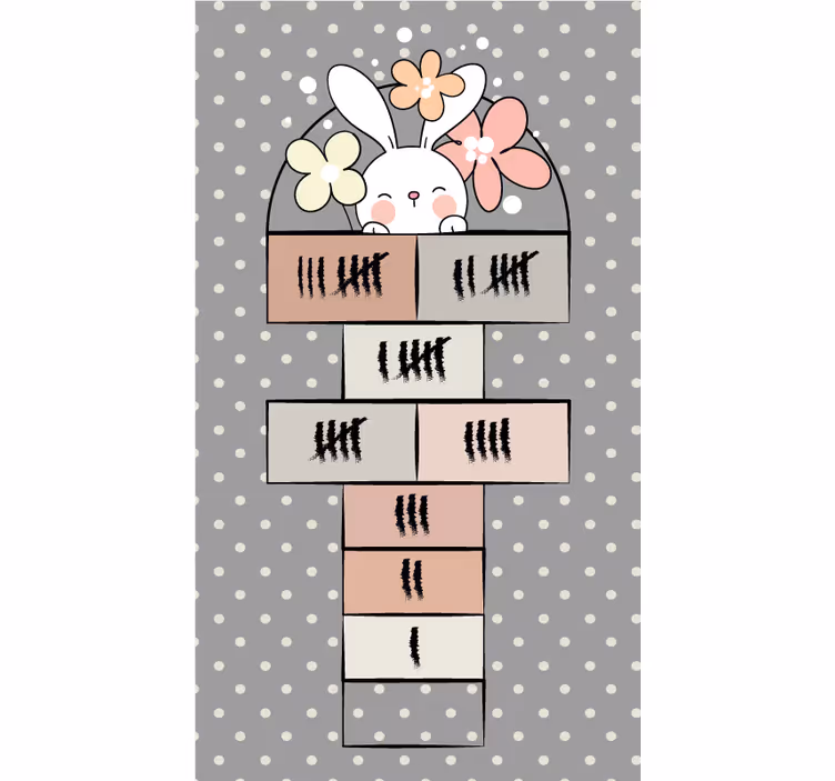 Rollo fenster grau mit nordischem hasen-hüpfspiel - TenStickers