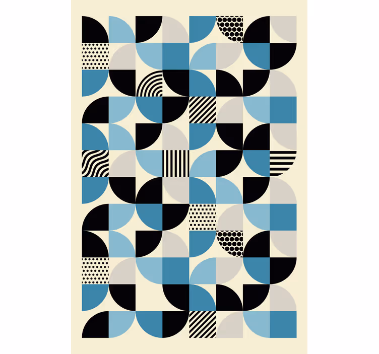 Rollo fenster wohnzimmer im retro blauen bauhaus muster - TenStickers