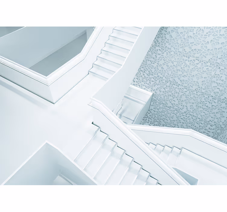 Rollo fenster weiß mit 3d step wanddesign - TenStickers