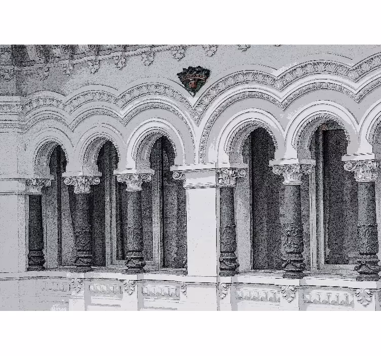 Rollo fenster weiß im 3d-design alter architektur - TenStickers