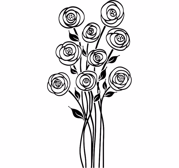 Rollo fenster weiß abstrakter blumenstrauß - TenStickers
