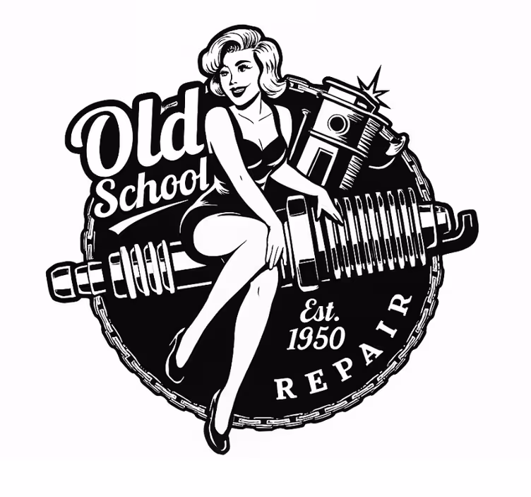 Rollo fenster wohnzimmer vintage garage pinup stil - TenStickers