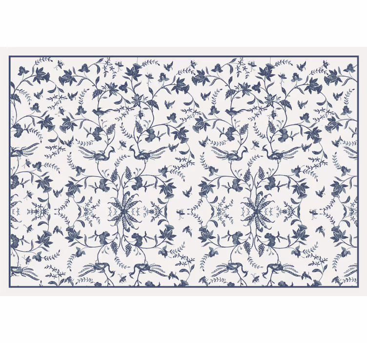 Rollo fenster wohnzimmer mit botanischem blauen muster - TenStickers