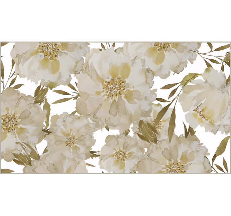 Rollo fenster wohnzimmer mit großen weißen blumen - TenStickers