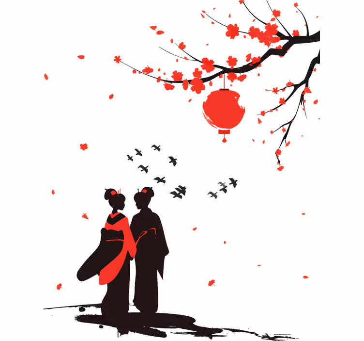Rollo fenster schlafzimmer mit japanischen geishas - TenStickers