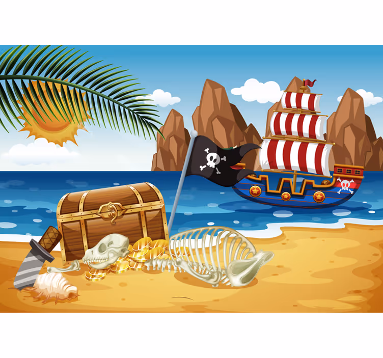 Rollo fenster kinderzimmer schatzsuche mit schiff - TenStickers