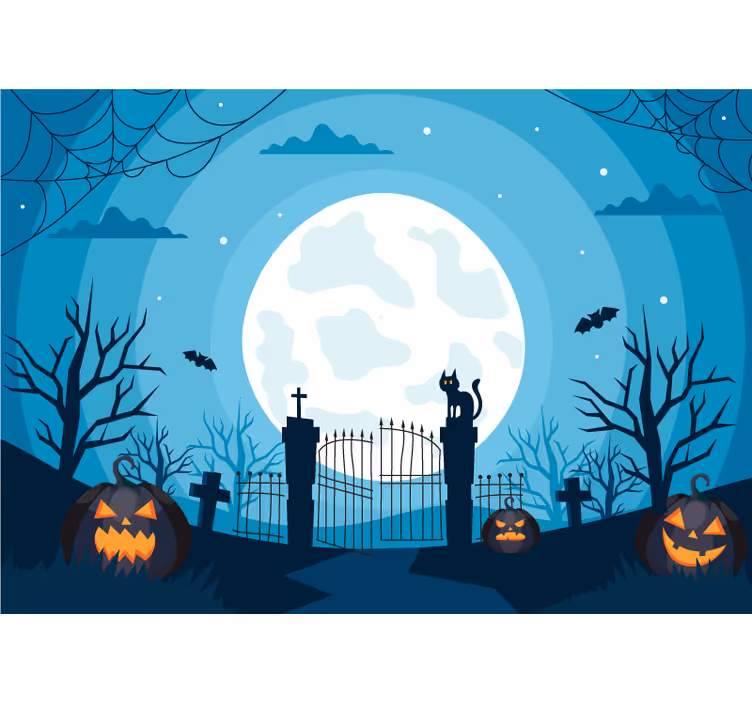 Rollo fenster kinderzimmer friedhof bei nacht - TenStickers