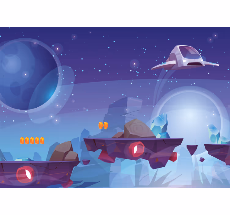Rollo fenster kinderzimmer mit schwebenden weltraumsteinen - TenStickers