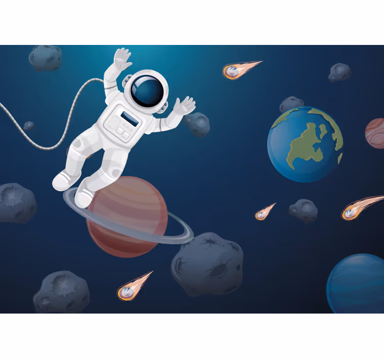 Rollo fenster kinderzimmer mit schwebendem astronauten - TenStickers