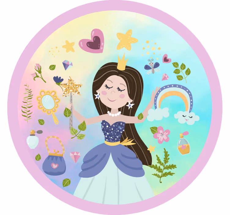 Rollo fenster kinderzimmer prinzessin bunten hintergrund - TenStickers