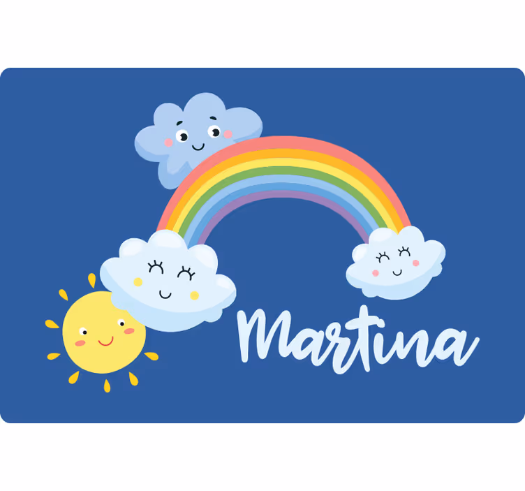 Rollo fenster kinderzimmer wolken und regenbogen mit namen - TenStickers