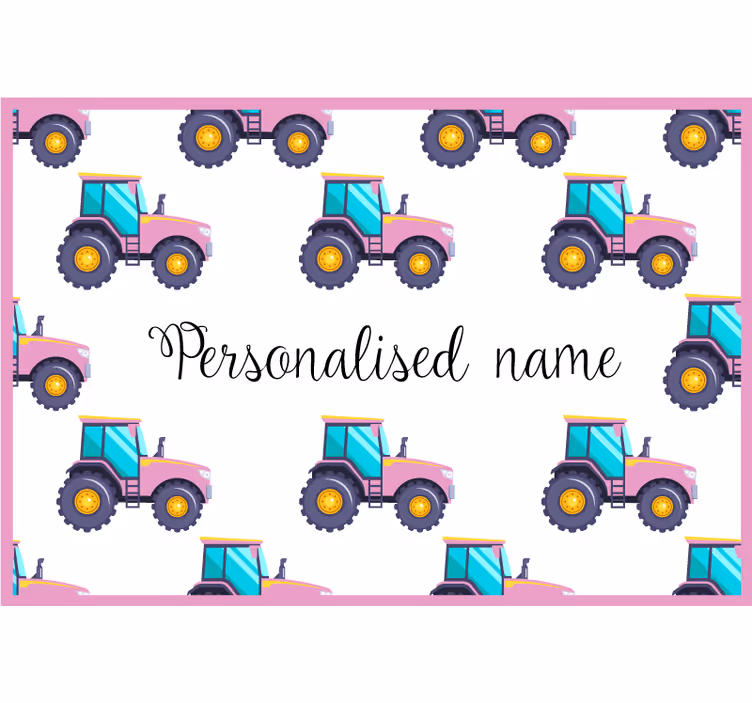 Rollo fenster kinderzimmer mit pinkem traktor personalisiert - TenStickers