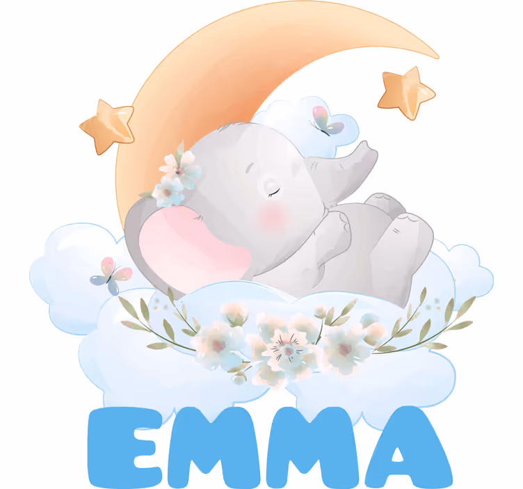 Rollo fenster kinderzimmer niedlicher elefant mit namen - TenStickers