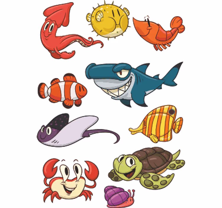 Rollo fenster kinderzimmer mit bunten fischen - TenStickers