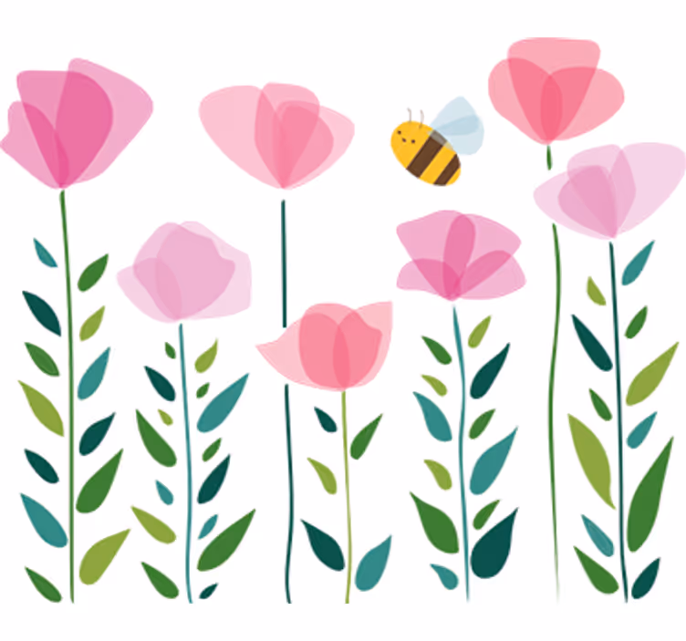 Rollo fenster kinderzimmer mit rosa blumen und biene - TenStickers