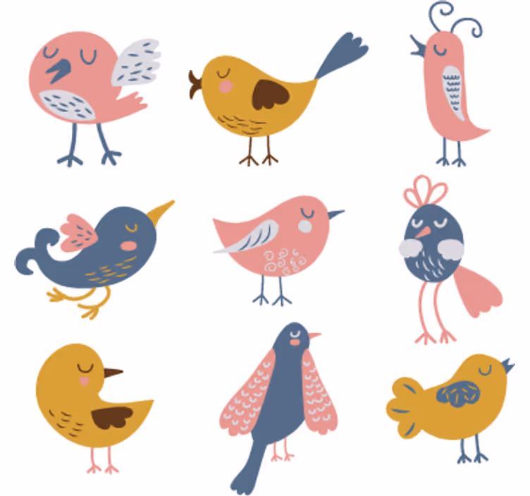 Rollo fenster kinderzimmer mit neun vogelstickern - TenStickers