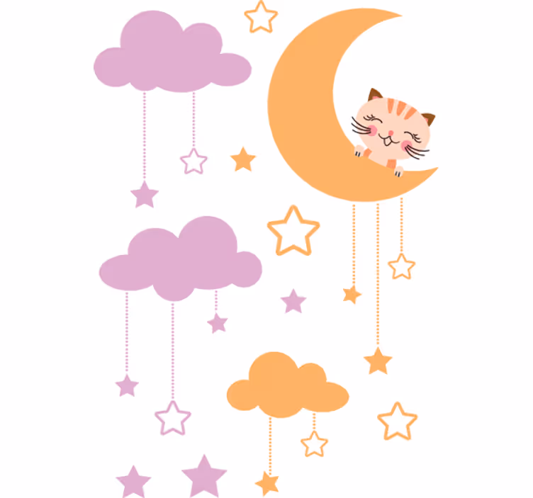 Rollo fenster kinderzimmer sticker mond katze - TenStickers