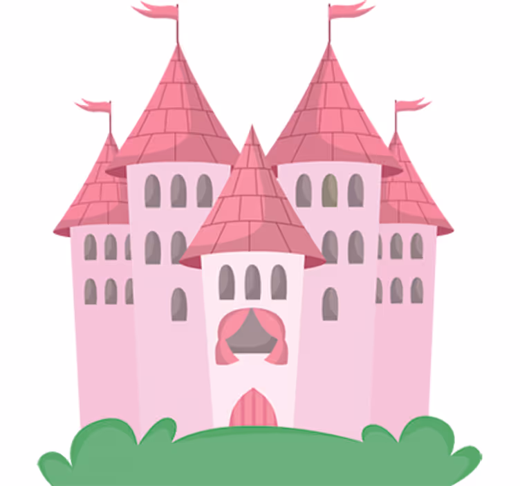 Rollo fenster kinderzimmer schloss in pink - TenStickers