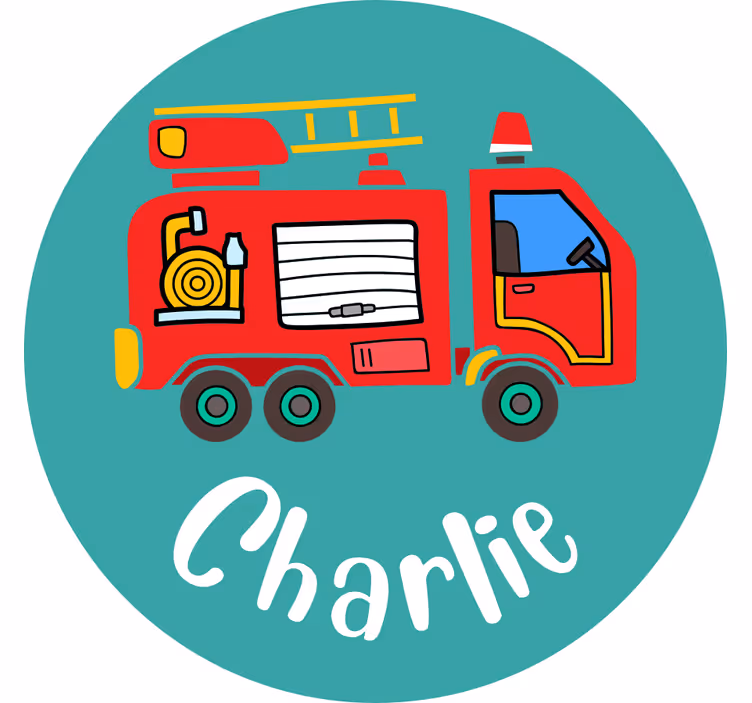 Rollo fenster kinderzimmer personalisierter feuerwehrwagen - TenStickers