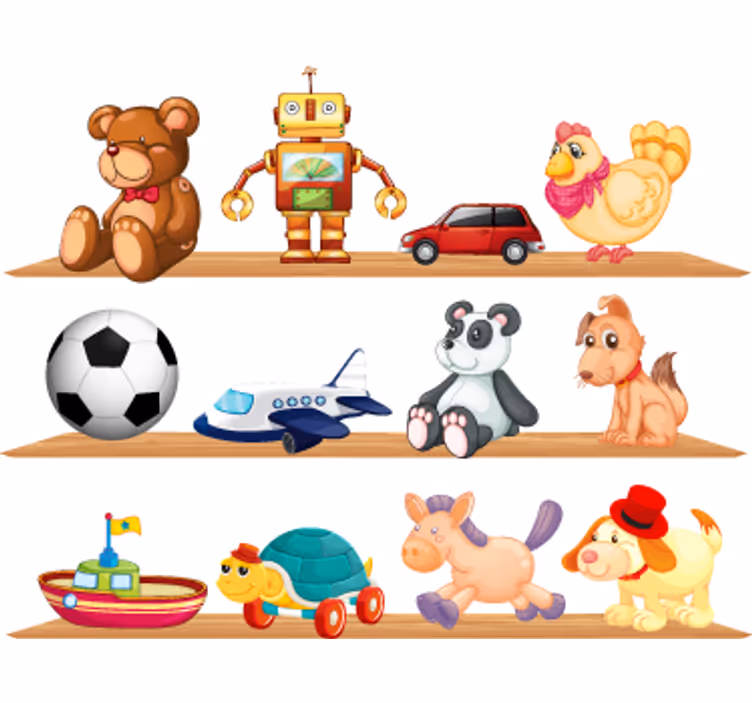 Rollo fenster kinderzimmer mit regalen und spielzeug - TenStickers