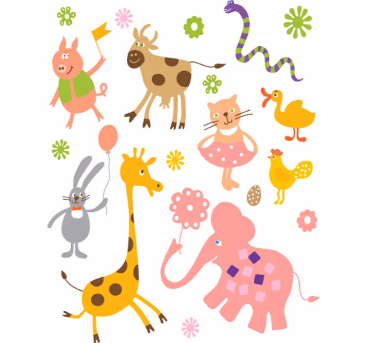 Rollo fenster kinderzimmer mit tiermotiven stickern - TenStickers