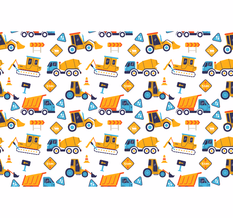 Rollo fenster kinderzimmer baustelle im cartoon-stil - TenStickers