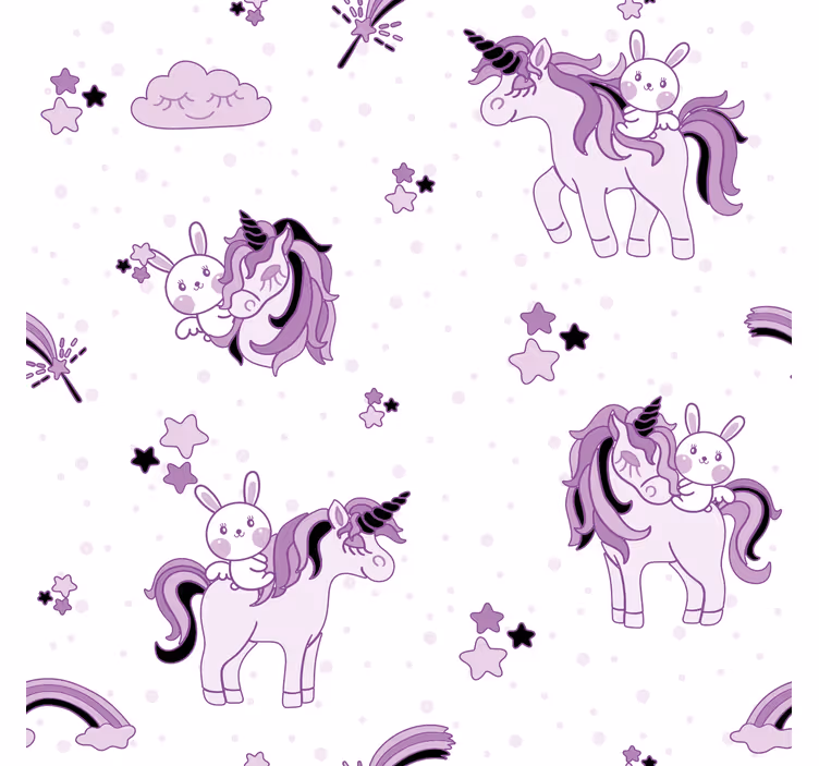 Rollo fenster kinderzimmer einhorn und hase mit sternen - TenStickers