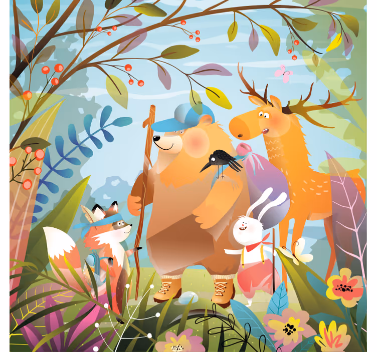 Rollo fenster kinderzimmer tierfreunde im wald - TenStickers
