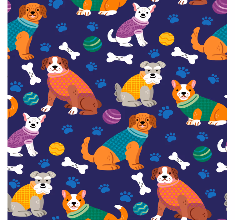 Rollo fenster kinderzimmer mit buntem hundemuster - TenStickers