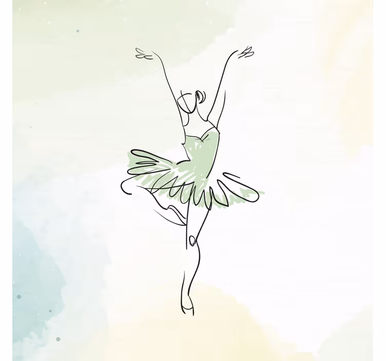 Rollo fenster kinderzimmer ballerina in linienkunst - TenStickers