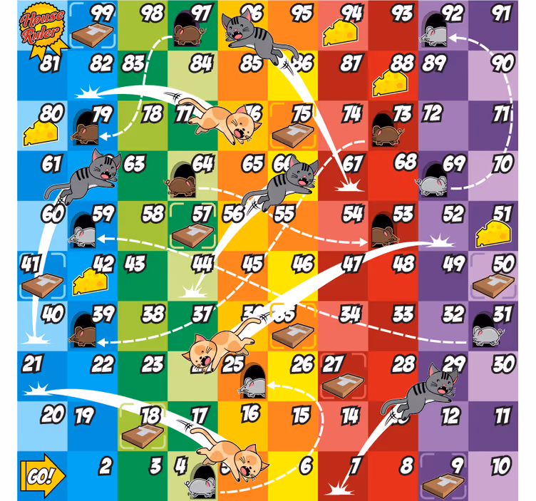 Rollo fenster kinderzimmer brettspiel katze und maus - TenStickers
