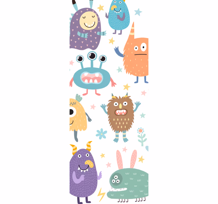 Rollo fenster kinderzimmer tür glücklich monster - TenStickers