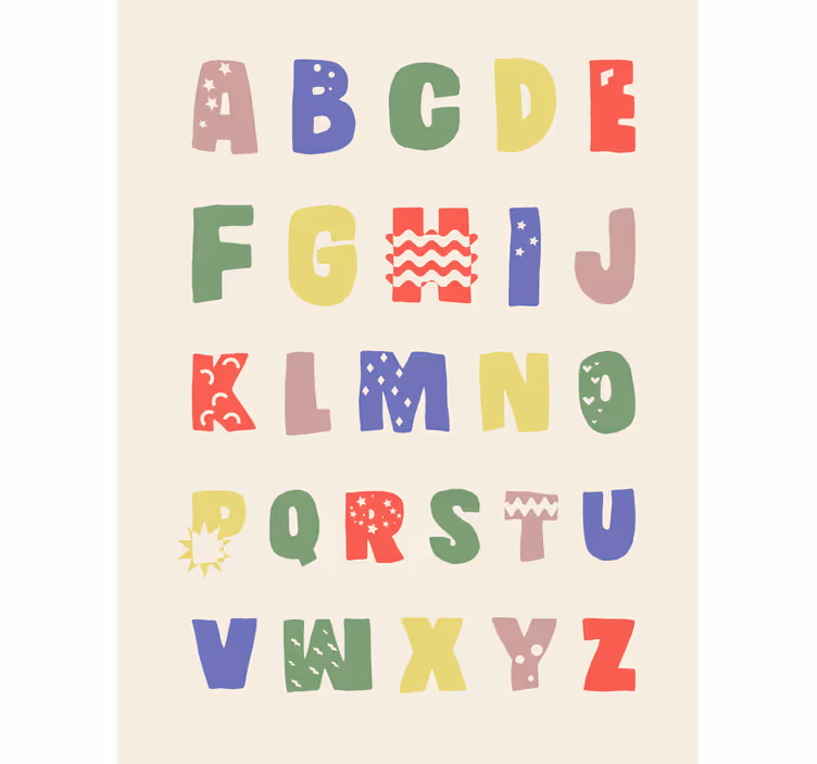 Rollo fenster kinderzimmer mit geometrischem alphabet - TenStickers