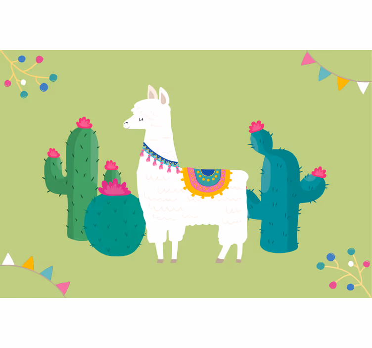 Rollo fenster kinderzimmer mit bunten lamas motiven - TenStickers