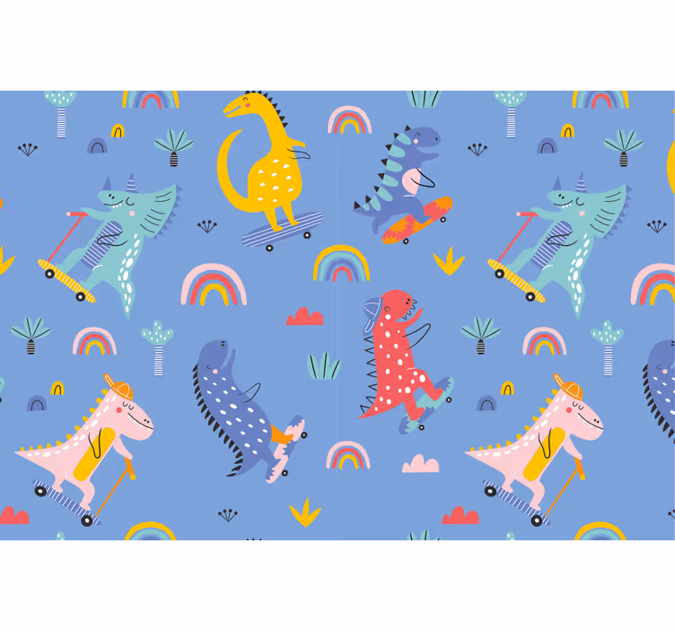 Rollo fenster kinderzimmer süße skater-dinos - TenStickers