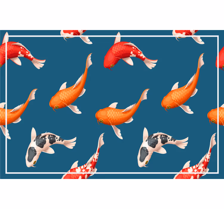 Rollo fenster kinderzimmer koi-fisch muster blau - TenStickers