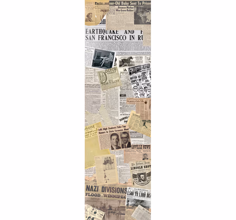 Rollo fenster küche mit dekorativen zeitungsstücken - TenStickers