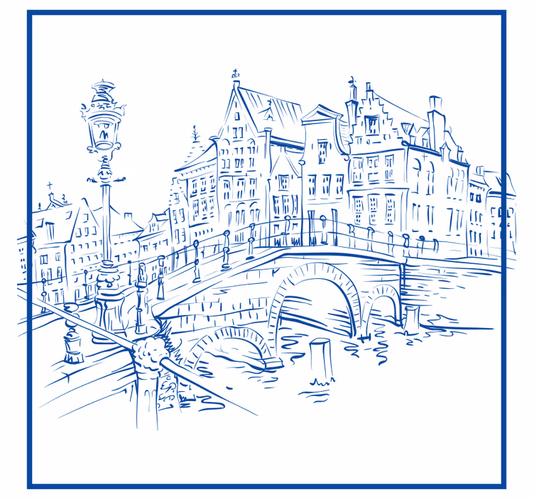 Rollo fenster küche delfter blaue kanalhäuser - TenStickers