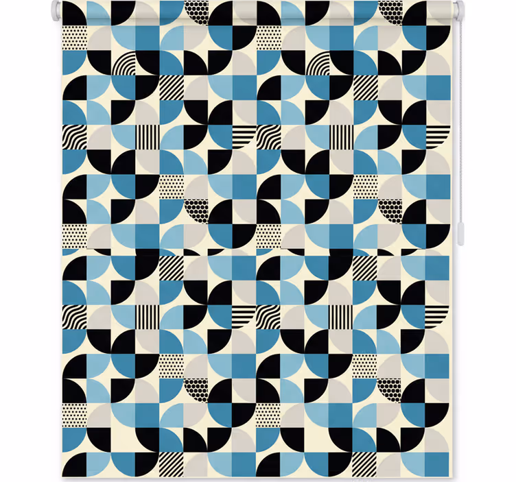 Rollo fenster küche im retro blau bauhaus muster - TenStickers