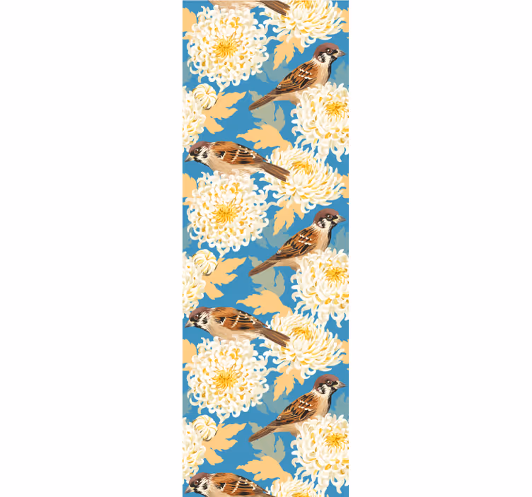 Rollo fenster küche aquarella vögel und blätter muster - TenStickers