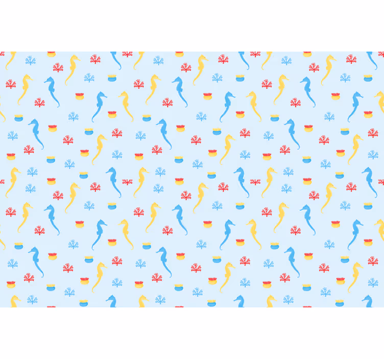 Rollo fenster blau seepferdchen und koralle - TenStickers