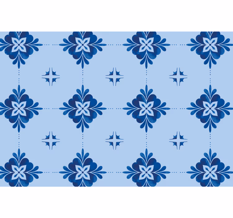 Rollo fenster blau mit blauen wirbelmusterfliesen - TenStickers