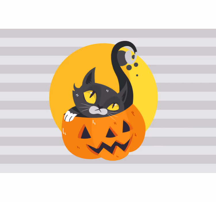 Rollo fenster grau mit kürbissen und schwarzer katze - TenStickers