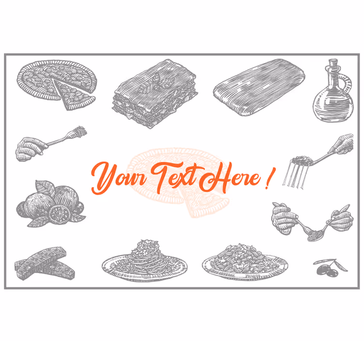 Rollo fenster grau mit italienischen essenssymbolen - TenStickers
